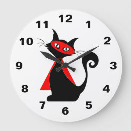 Reloj estupendo rojo del gato
