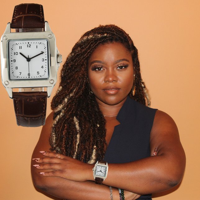Reloj Face Añadir Foto Art Square Correa de cuero (Custom Photo Logo Art Slogan Square Leather Strap Watch for women.)