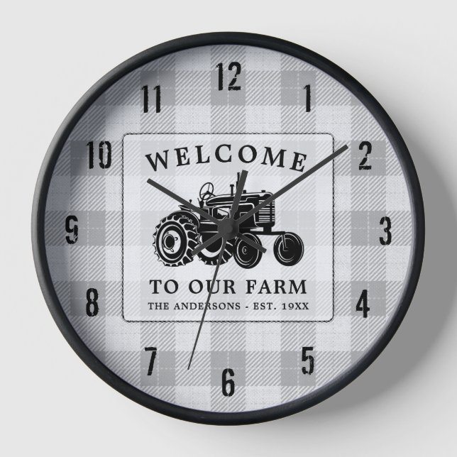 Reloj Familia De Bienvenida Tractor De Granjas Placa Bla (Anverso)