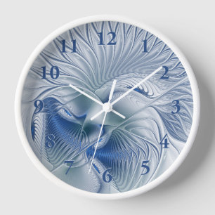 Reloj Fantasía dinámica abstracta tonos azules arte frac