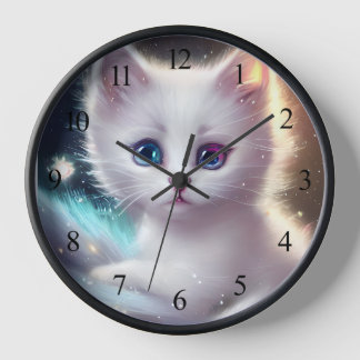 Reloj Fantasía Fluffy White Cat