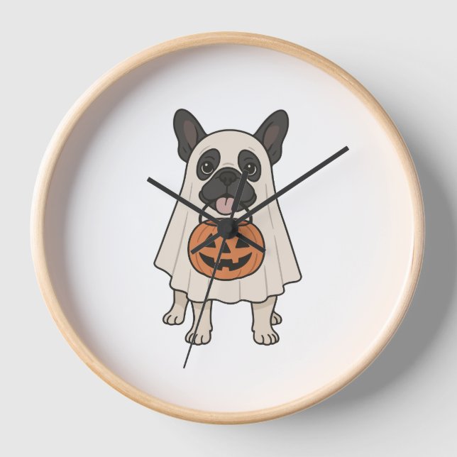 Reloj Fantasma de perro de Halloween en el Bulldog franc (Anverso)