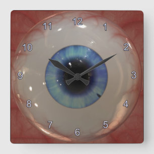 Reloj fantasmagórico del ojo azul de la diversión
