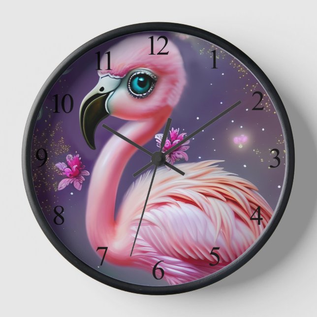Reloj Fantasy Cute Kawaii baby flamingo (Anverso)