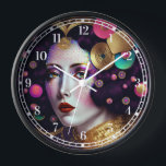 Reloj Fantasy Glam Mujer Pop Art Clock<br><div class="desc">Fantasías de arte de The Lunarium.</div>