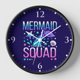 Reloj Feliz Cumpleaños Diseño de Fiesta de Sirenas en el
