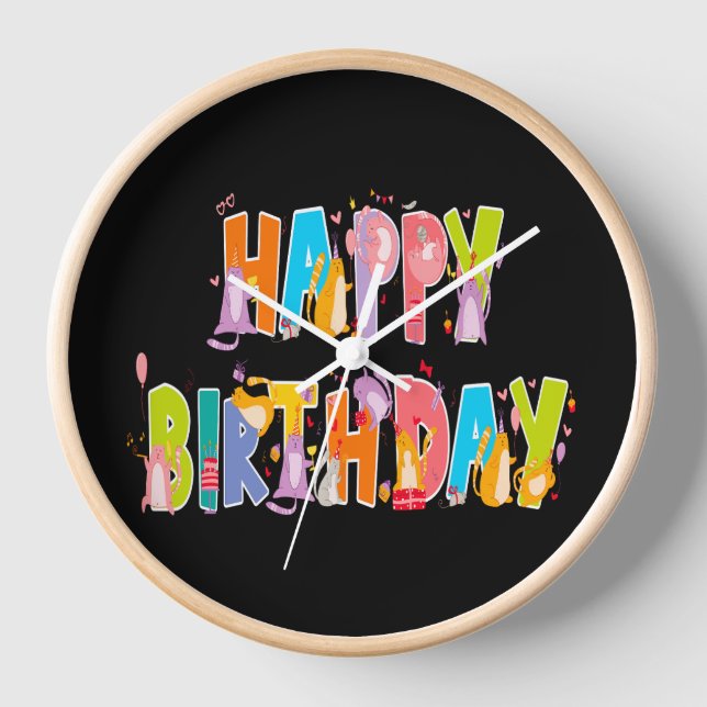 Reloj Feliz cumpleaños, divertida celebración del cumple (Anverso)
