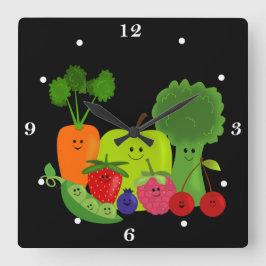 Reloj feliz de la fruta y de pared de los Veggies