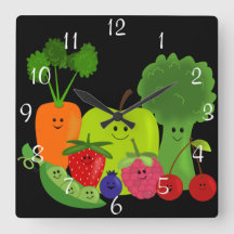 Reloj feliz de la fruta y de pared de los Veggies