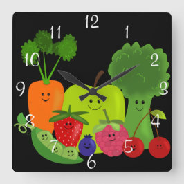 Reloj feliz de la fruta y de pared de los Veggies
