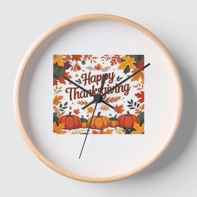 Reloj Feliz Día de Acción de Gracias - Calabazas de otoñ (Anverso)