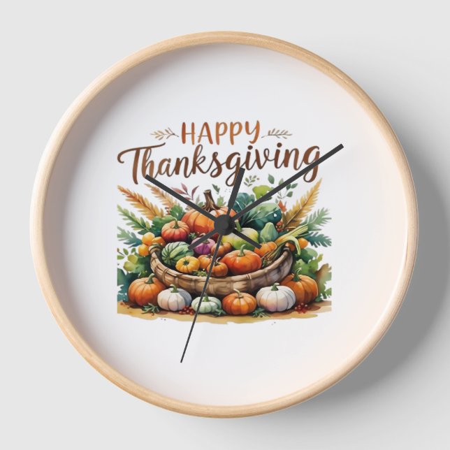 Reloj Feliz Día de Acción de Gracias - Cosecha de cesta  (Anverso)