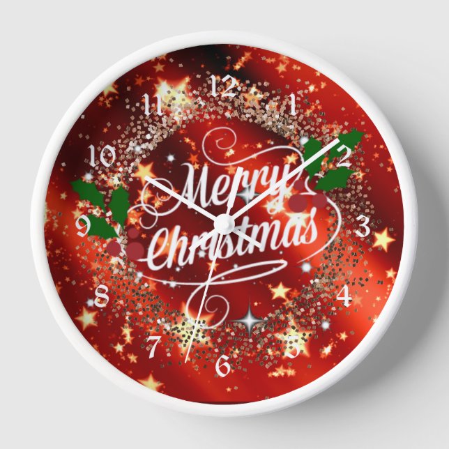 Reloj Feliz Navidad, brillo y resplandor, (Anverso)