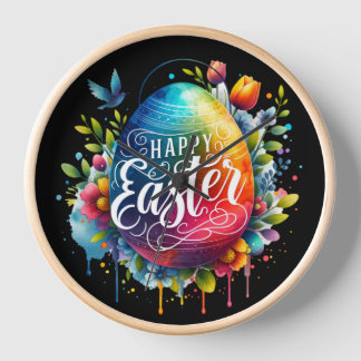 Reloj Feliz Pascua: Vibrante Huevo de Pascua
