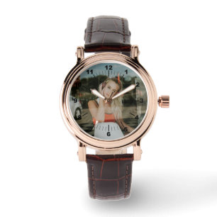 Reloj femenino - Cuero marrón cuadrado personaliza