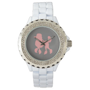 Reloj femenino de caniche rosa Diamante de imitaci