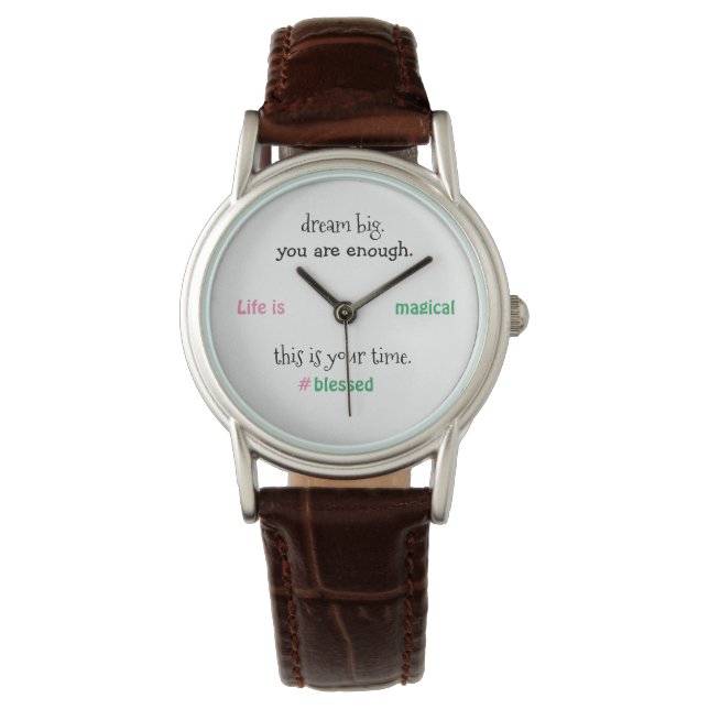 reloj femenino de ensueño grande (rosa y verde) (Anverso)