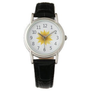 Reloj femenino de flor de girasol amarillo simple