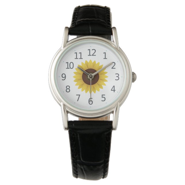 Reloj femenino de flor de girasol amarillo simple (Anverso)