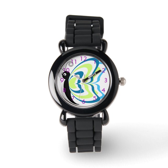 Reloj femenino de mariposas coloridas (Anverso)