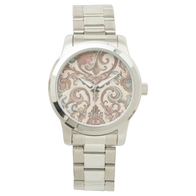 Reloj femenino, elegante clásico, patrón oro Rosa (Anverso)