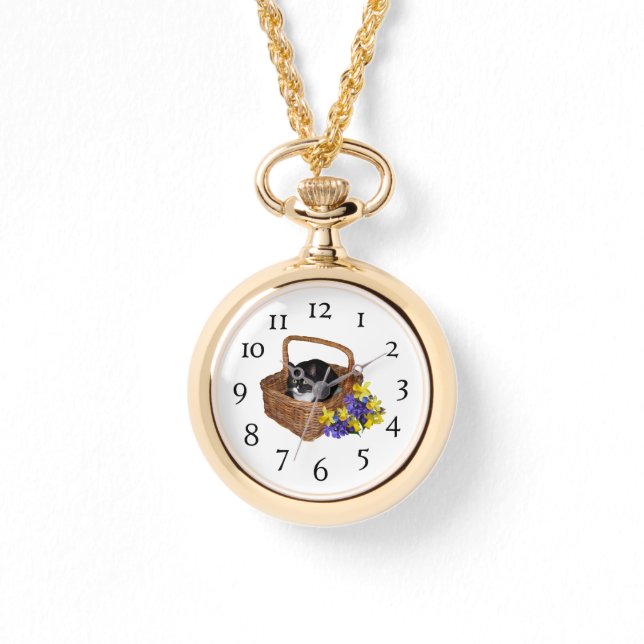 Reloj femenino - Gato en cesta (Anverso)