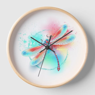 Reloj Fléon roja sobre fondo acuarela