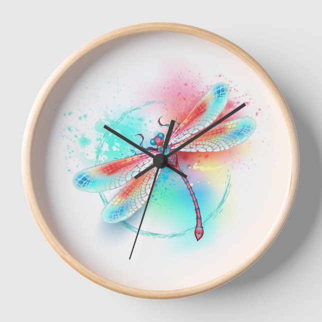 Reloj Fléon roja sobre fondo acuarela (Anverso)