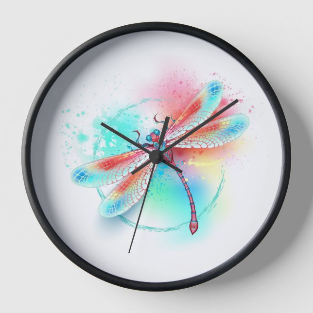 Reloj Fléon roja sobre fondo acuarela (Anverso)
