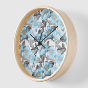 Reloj Flor de Acuarela Azul - Floral Botánico