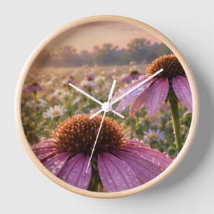 Reloj flor de cono de lavanda y naranja