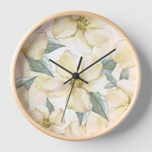Reloj Flor de Crema al Acuarela - Floral Neutral