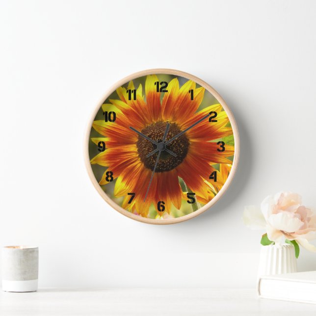 Reloj Flor de girasol amarillo y bronce (Hogar)