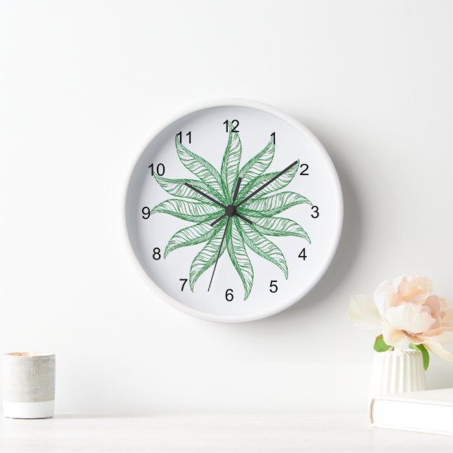 Reloj - Flor de pluma en verde (Hogar)