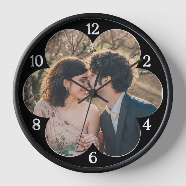 Reloj Flor en forma de Personalizado fácil plantilla de  (Anverso)