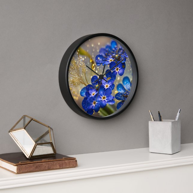 Reloj Flor olvidadiza con acentos dorados (Oficina)