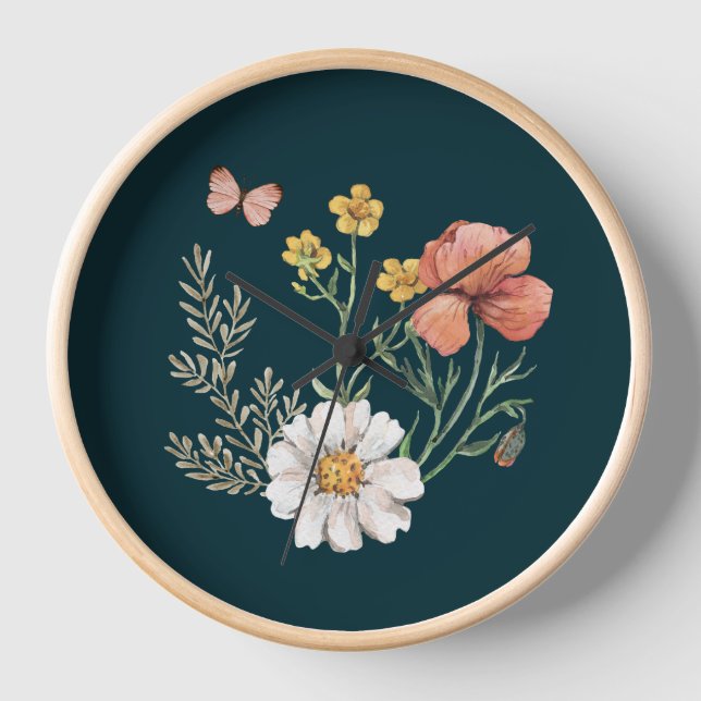 Reloj Flor silvestre verde azulada (Anverso)