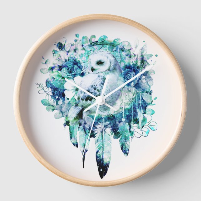 Reloj Flora azul verde y Verde azulada de la nieve Dream (Anverso)