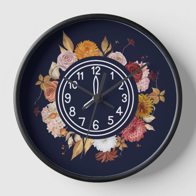 Reloj Floral acuática elegante (Anverso)