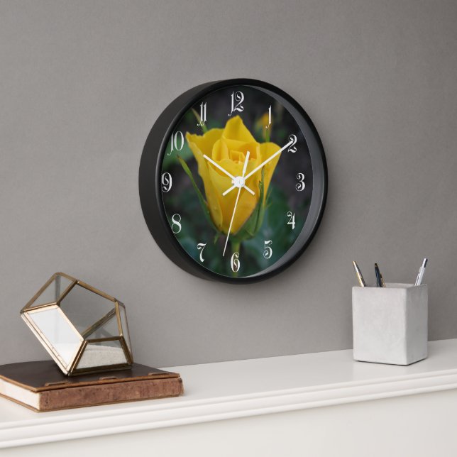 Reloj Floral amarillo rosebud (Oficina)
