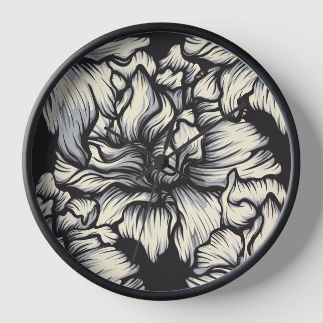 Reloj Floral Barroco Oscuro (Anverso)