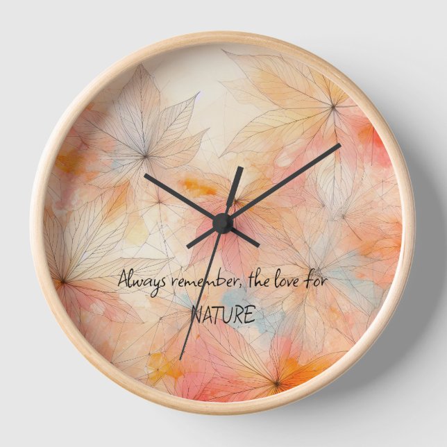 Reloj floral de 1 pared, marco de madera natural r (Anverso)