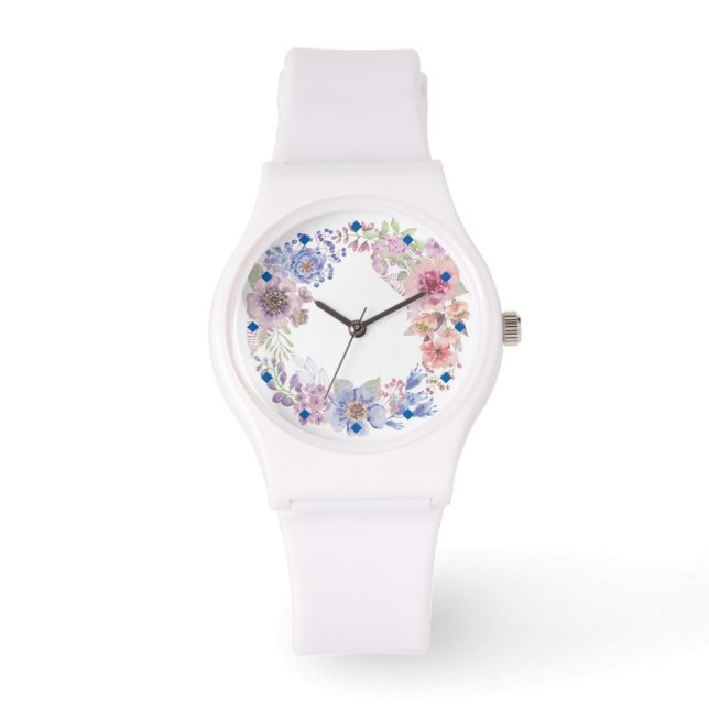 Reloj floral de acuarela (Anverso)