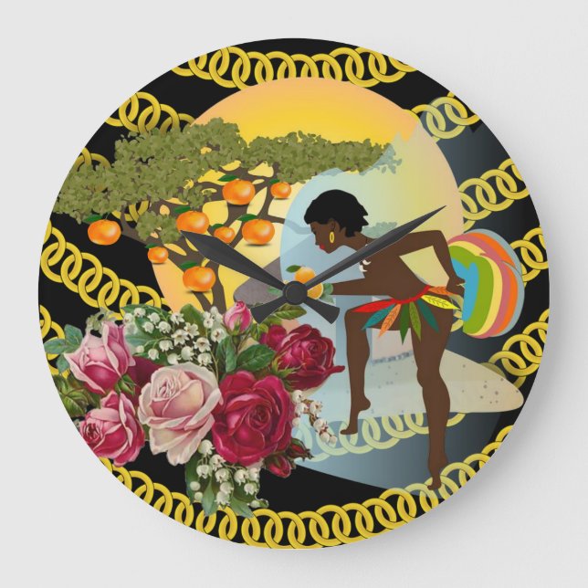 Reloj floral de cadena dorada de mujeres africanas (Anverso)