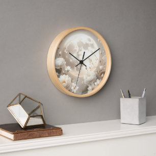 Reloj Floral Lunar: Etéreas Peonías Blancas & B
