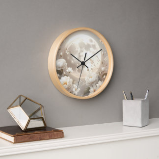 Reloj Floral Lunar: Etéreas Peonías Blancas & B
