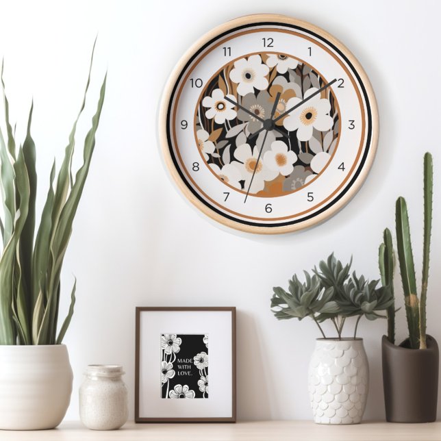 Reloj Floral moderna de mediados de siglo (Tick-tock in style! Indulge in the beauty of our Floral Retro Mid Century wall clock.)