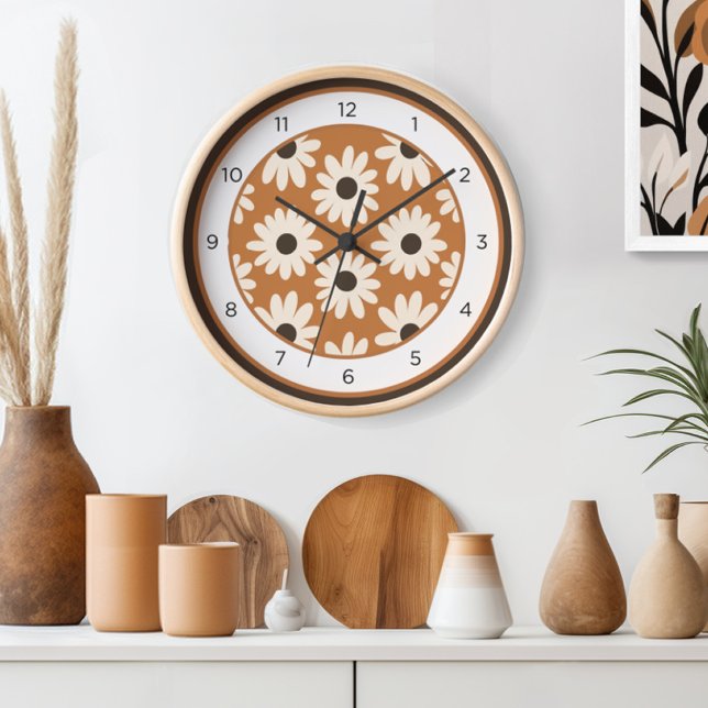 Reloj Floral moderna de mediados de siglo (Tick-tock in style! Indulge in the beauty of our Floral Retro Mid Century wall clock.)