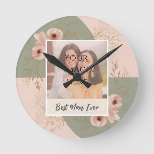 Reloj floral personalizado de "mejor mamá de la hi