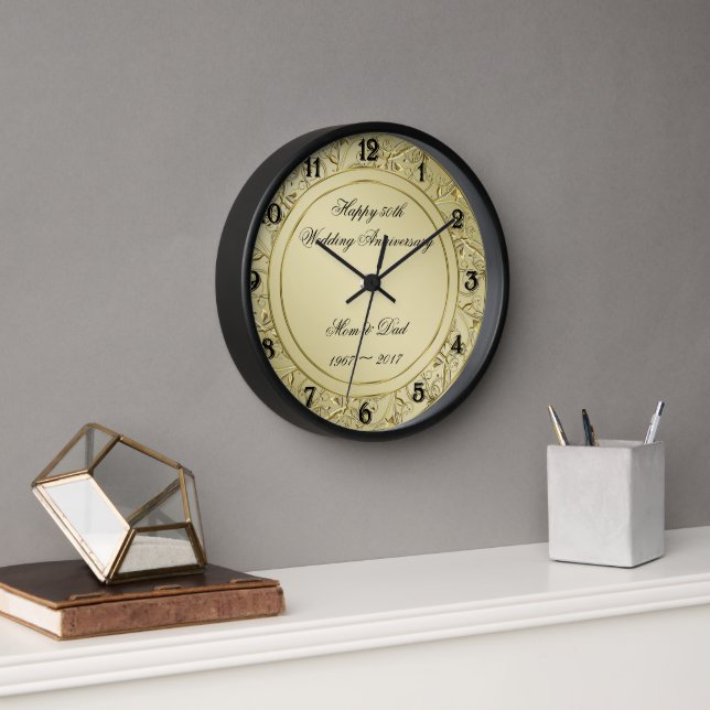 Reloj Florecer Oro 50° Aniversario del Boda (Oficina)